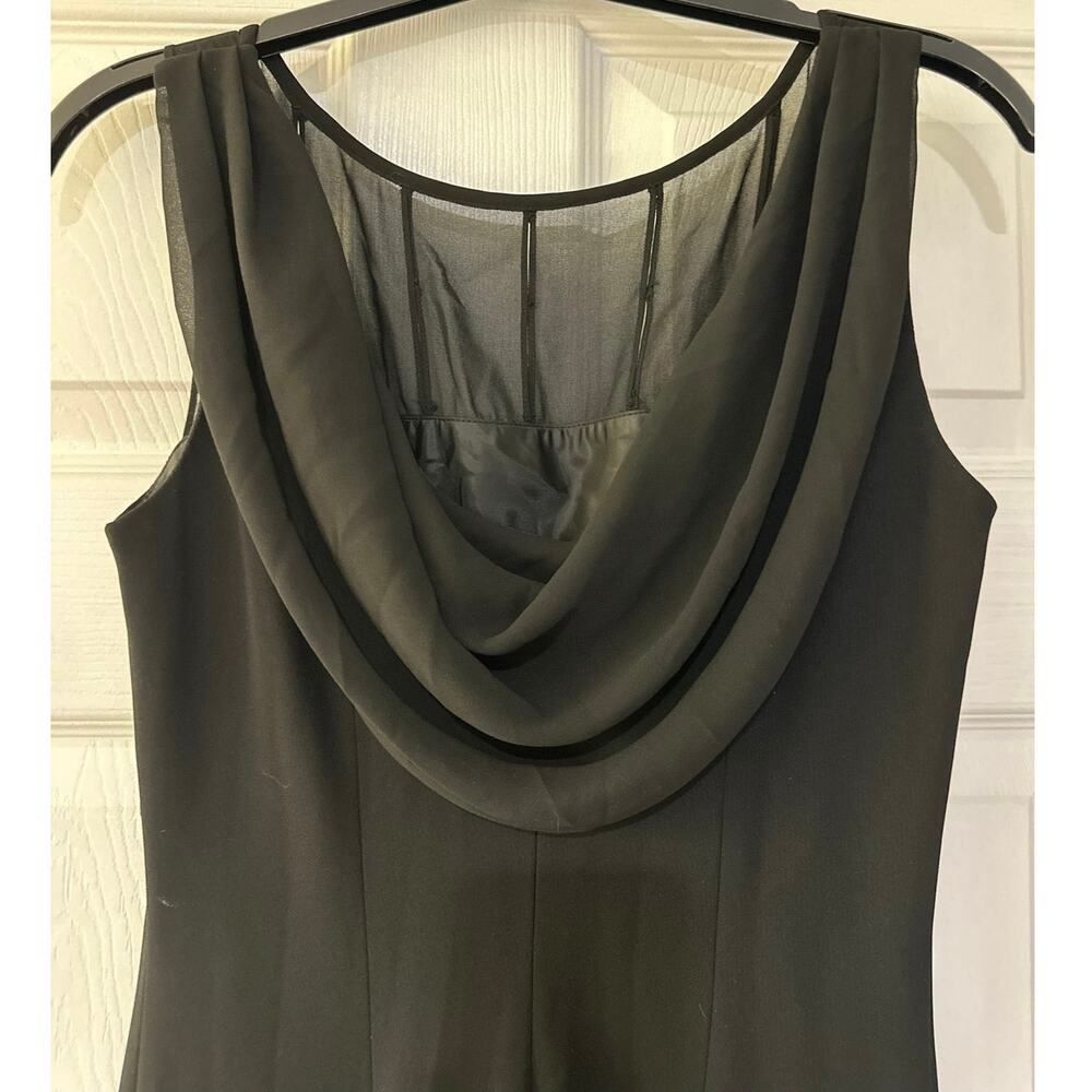 Jones Studio Black Cocktail Dress Sheer Jeweled Neckline & Cowled Scoop Back 4 - Picture 4 of 9